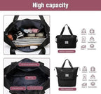 Viyaro Polyester Foldable Tote Bag | Expandable Design with Dry & Wet Separation, Waterproof Fabric, Multiple Pockets with Zipper & Lightweight Shoulder Carrying Comfort | Convenient Choice—Black