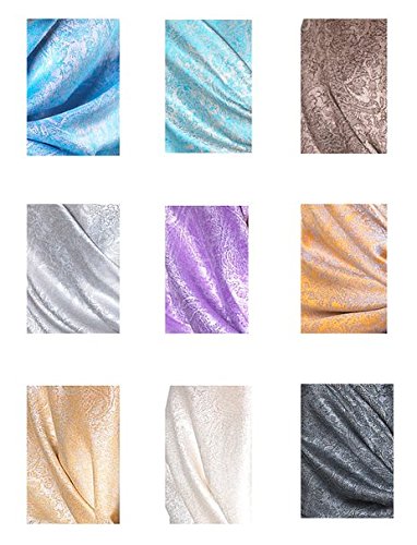 Gilbin Luxurious Paisley Design 28 x 70 Silk Blend Pashmina Shawl Wrap , Silver