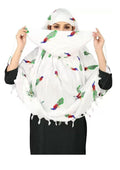 Vinsh Enterprise Cotton Long Scarf Cum Mask Scarves Usable for Vehicle Driver | White Printed Design | Universal Size | For Girl & Women | Soft & Breathable Sun Protection (PEACOCK)