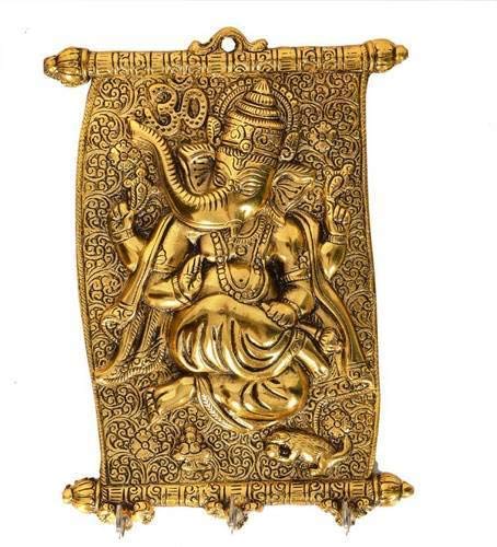 KridayKraft Metal Ganesha ji Key Holder with Meena Work Decorative for Wall | Ganesh Statue/Religious | Idol/Wall Hanging