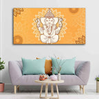VIBECRAFTS Canvas Paintings for Living Room Drawing Room Auspicious Ganesh Canvas Wall Painting Fitted With Wooden Frame for Home | Office | Gift (PTVCH_2408)
