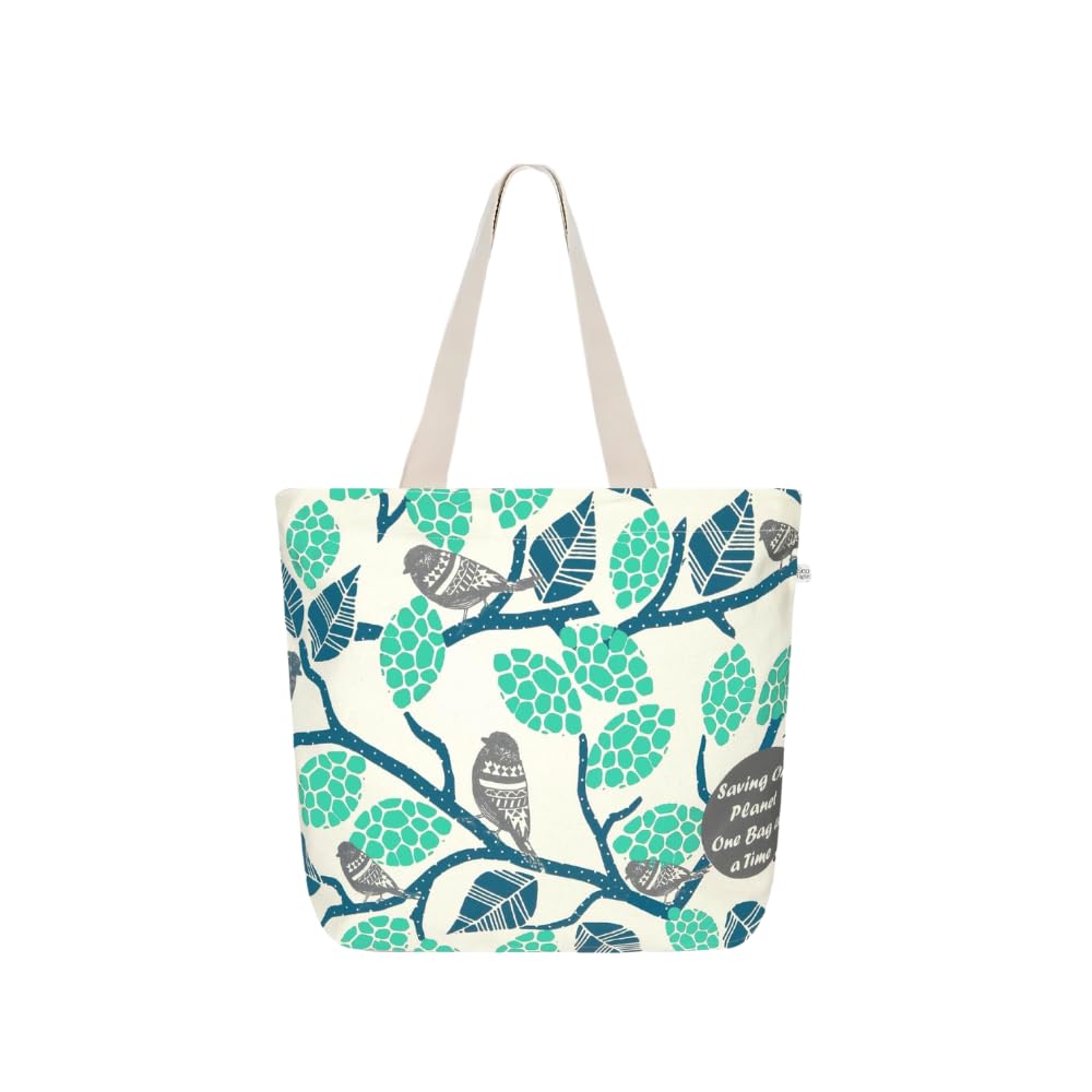 Eco Right Large Canvas Tote Bag for Women, Tote Handbags for Women with Zipper & Inner Pocket for College, Shopping, Office