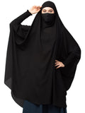 Bashariya Female Polyester Khimar-Long Prayer Headwrap Hijab With Mouth-Piece (Black)