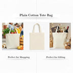 COVIRA 14x16 Inch Plain Cotton Tote Bag | 12 Pcs |100% Organic Reusable 200 GSM Cotton Handbag for Shopping, Daily Use, Grocery, Craft Diy Painting and Storage