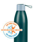 Borosil Hydra 750ml Duomate Green Stainless Steel Bottle | 24 Hours Hot and Cold Double Wall Vacuum Insulated with Copper Coating | 1 Year Warranty