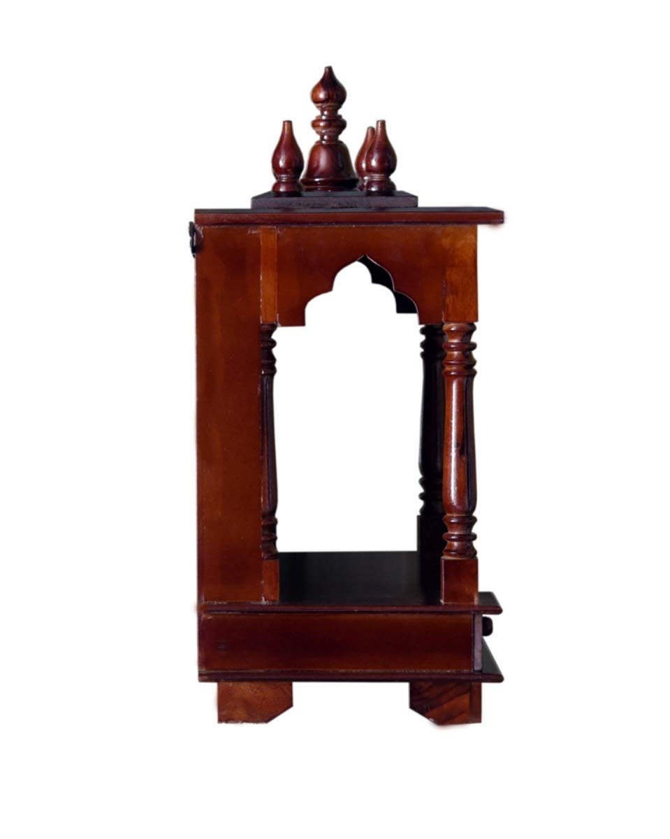 Kamdhenu Art and Craft Hardwood Home Religious Temple (Red_4.3 Inch X 7.8 Inch X 9.4 Inch), Standard