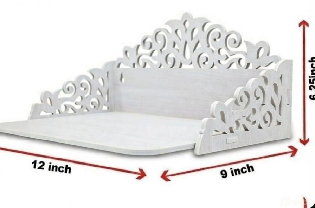Designer Wooden Mandir for Home with Storage Shelf | Handcrafted Engineered Wood Temple for Daily Prayer | Elegant Pooja Ghar for Living Room, Office & Home Décor | White Finish (12 x 9 x 6.25 Inch)