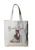 Reusable Cotton Fabric Beautiful Girl Printed Tote Bag Ideal for Travel Shopping College & Office Use