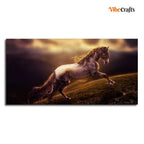VIBECRAFTS Canvas Paintings for Living Room Drawing Room White Horse With Golden Hair Premium Canvas Panoramic Wall Painting Fitted With Wooden Frame for Home | Office | Gift (PTVCH_2336)