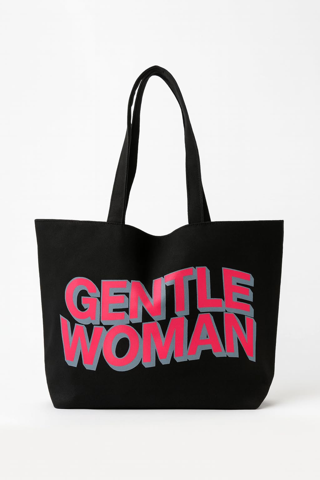 THE SACK CO. Large Canvas Tote Bag for Women, Tote Handbags for Women with Zipper for College, Shopping, Office College Office (Black bag gntl women pink & grey)