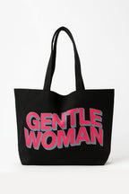 THE SACK CO. Large Canvas Tote Bag for Women, Tote Handbags for Women with Zipper for College, Shopping, Office College Office (Black bag gntl women pink & grey)