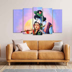 VIBECRAFTS Radha Krishna Canvas Wall Painting Set of Five Panels For Home|Office|Living Room|Gift (PTVC5Pcs2_6574)