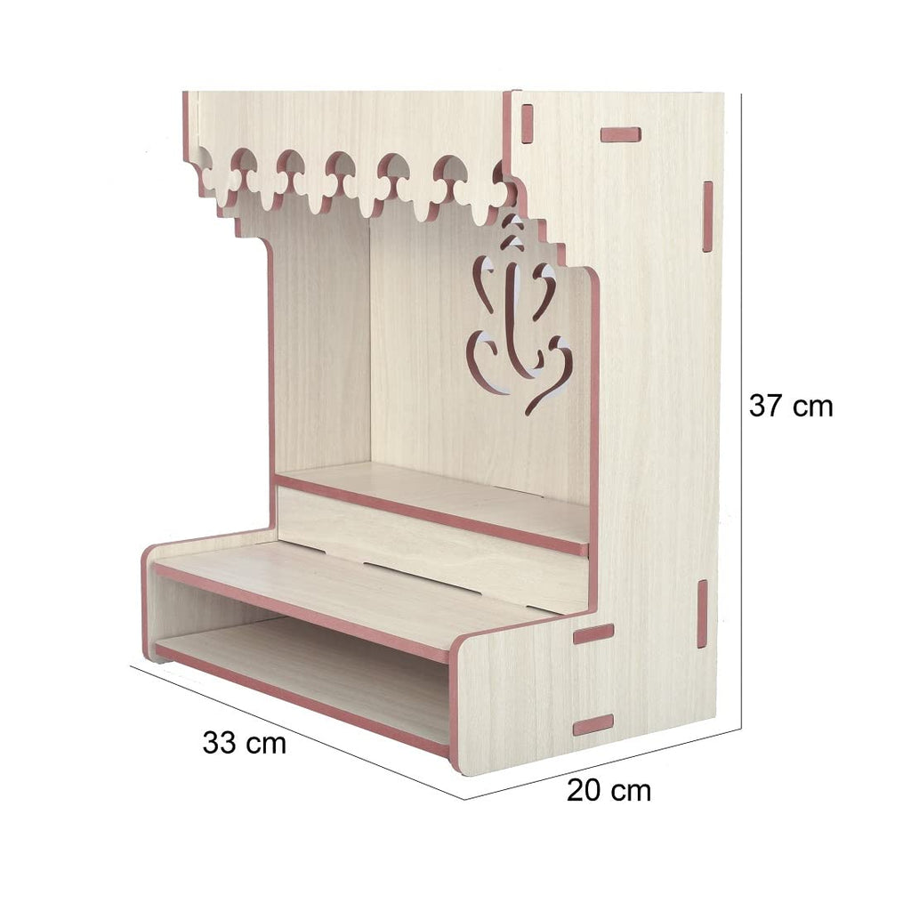 nexat Traditional MDF Wooden Door Temple | Compact Mandir with Doors for Home, Office & Worship (526)