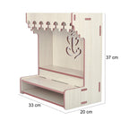 YIXT Wooden Temple with LED Light Space for Home | White MDF Pooja Mandir | Wall Mount & Tabletop | Premium Home Temple for Office & Living Room | Size 37×20×33 CM