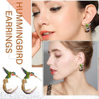 El Regalo Colorful Hummingbird Stud Earrings – Hand-Painted Enamel Bird Hoop Studs for Women & Girls | Elegant Nature-Inspired Fashion Jewelry