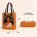Kalankit Classic Tote Bag For Women | Canvas Printed Totes For Woman | Aesthetic Shoulder College, Office Bags For Girls | Stylish Vegan Leather Lightweight Everyday Ladies Handbag