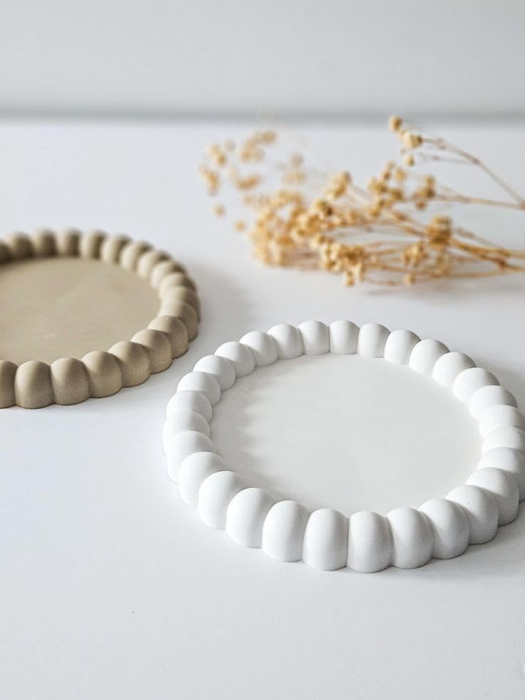 The Cozy Loft- Aesthetic Handmade Concrete Bubble Trinket Tray | Jewelry & Makeup Organizer | Stylish Home Decor, Candle Holder & Multipurpose Table Accessory | (Round-1)