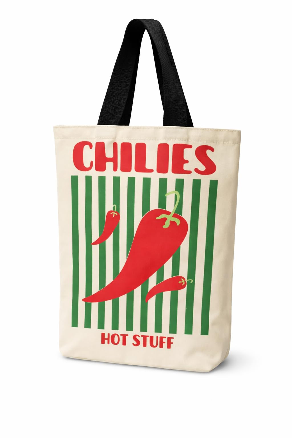 THE SACK CO. Zipper Tote Bag for Women/Girls | Multipurpose 100% Organic Cotton Printed Tote Bags | Shopping/Grocery Bags | Sturdy Canvas Bag with 12kgs Capacity Chilies Hot Stuff Wall Art Print