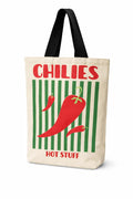 THE SACK CO. Zipper Tote Bag for Women/Girls | Multipurpose 100% Organic Cotton Printed Tote Bags | Shopping/Grocery Bags | Sturdy Canvas Bag with 12kgs Capacity Chilies Hot Stuff Wall Art Print
