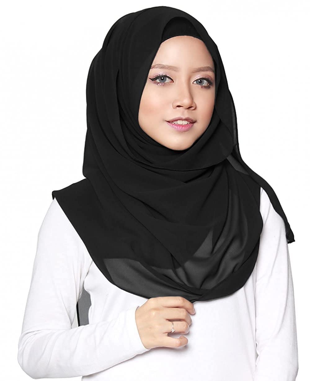 ICW Women Soft Chiffon Georgette Scarves Shawl Stoles Long Scarf Wrap Head Scarves (Pack 3), For Female, Multicolor