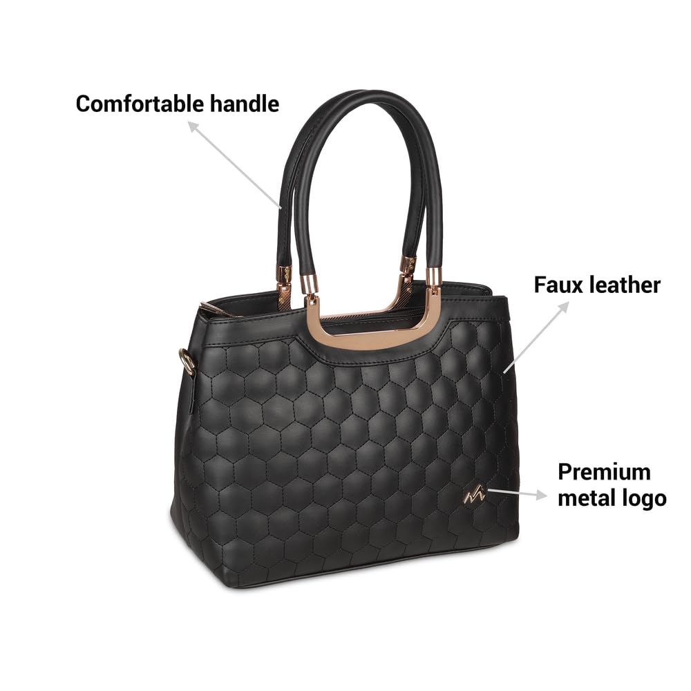 Metro Womens Black Synthetic Leather Tote Bag (66-7654)