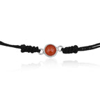 LBV 925 Sterling Silver Semi Precious Garnet Birth Stone in Black Thread Nazariya Bracelet For Boys and Girls Of 1 To 20 Years Free Size Adjustable