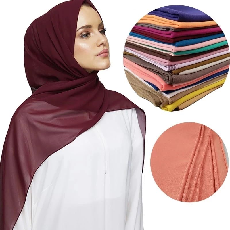 ICW GIRLS GEORGETTE SOLID PLAIN SCARF STOLES SHAWL HIJAB FOR WOMEN 85 X 180 CM (Grey), Female