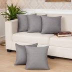STITCHNEST Quilted Velvet Cushion Covers Set of 5 | Soft Grey | 18x18 Inches | Premium Sofa & Living Room Décor