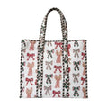 LOOMARTE Quilted Cotton Printed Tote Bag for Women & Girls - White