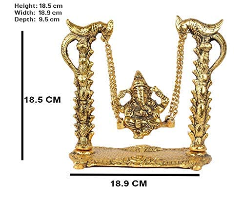 Prince Home Decor & Gifts Metal Lord Ganesha on Peacock Jhoola(Swing)