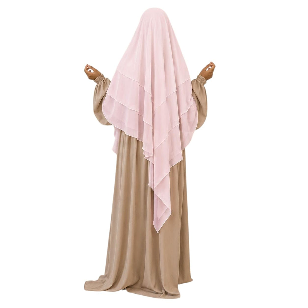 TRIPLE LAYER KHIMAR HIJAB/MULTI LAYER HIJAB/FULL SIZE KHIMAR LAYER (BABY PINK)