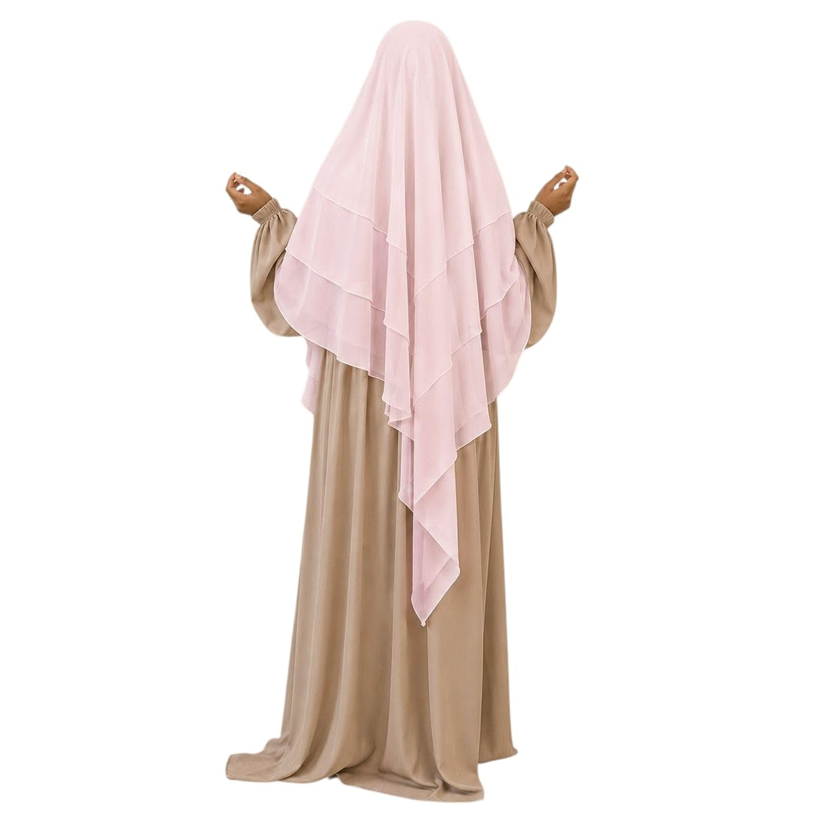 TRIPLE LAYER KHIMAR HIJAB/MULTI LAYER HIJAB/FULL SIZE KHIMAR LAYER (BABY PINK)