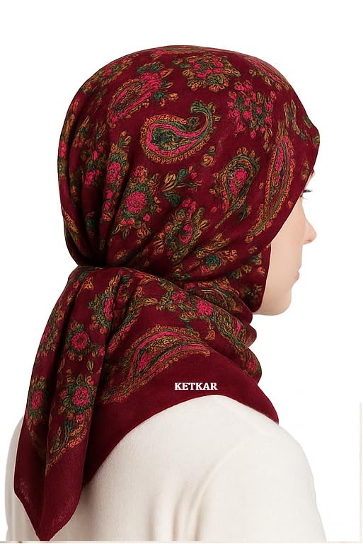 KETKAR Women's Woolen Winter Scarf | Soft & Warm Cold Weather Muffler, Wrap & Shawl | Elegant Wool Blend | Pack of 1_Maroon