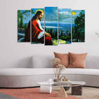 VIBECRAFTS Premium Wall Painting of Jesus Christ in Jerusalem Set of Five Pieces For Home|Office|Living Room|Gift (PTVC5Pcs2_6601)