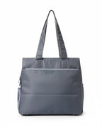Bag-Age HB49 Multi-Pocket Tote Bag for Girls & Women, Water-Resistant Shoulder Bag with Umbrella Pocket for Daily Use, Handbag for Office, Travel, Shopping, Everyday Use (Grey)
