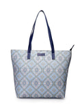 Aquatan Women's Nouveau Print Canvas Tote Bag | Stylish Office & College Handbag with Secure Zipper Closure and Spacious Design | Perfect for Party Holiday and Everyday - Turquoise Blue