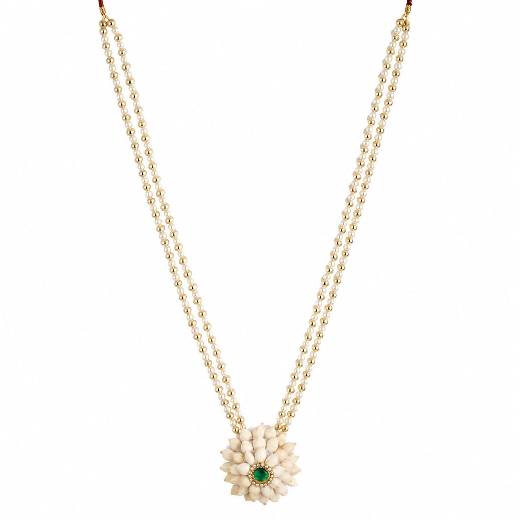 Jewellery Traditional Mogra flower Jewellery Combo Set With Green Stone | Handmade Maharashtrian Floral Jewellery | Haldi, Mehendi, Wedding, Festival & Bridal Wear |For Baby Shower | For Womens & Girls.