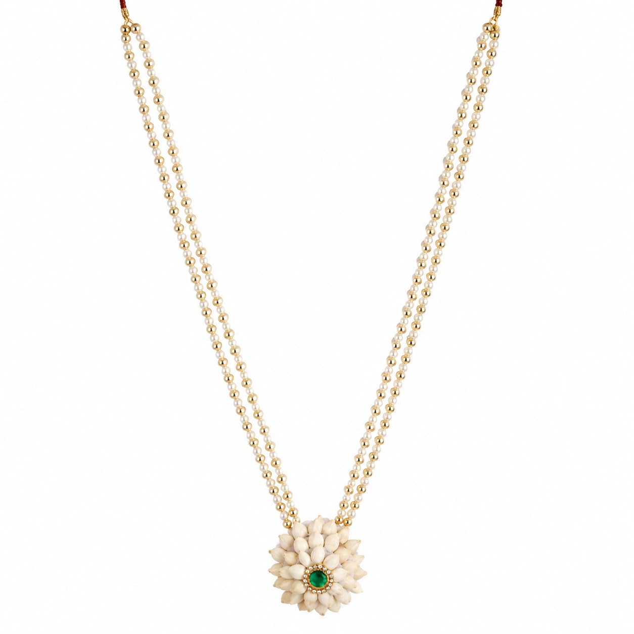 Jewellery Traditional Mogra flower Jewellery Combo Set With Green Stone | Handmade Maharashtrian Floral Jewellery | Haldi, Mehendi, Wedding, Festival & Bridal Wear |For Baby Shower | For Womens & Girls.