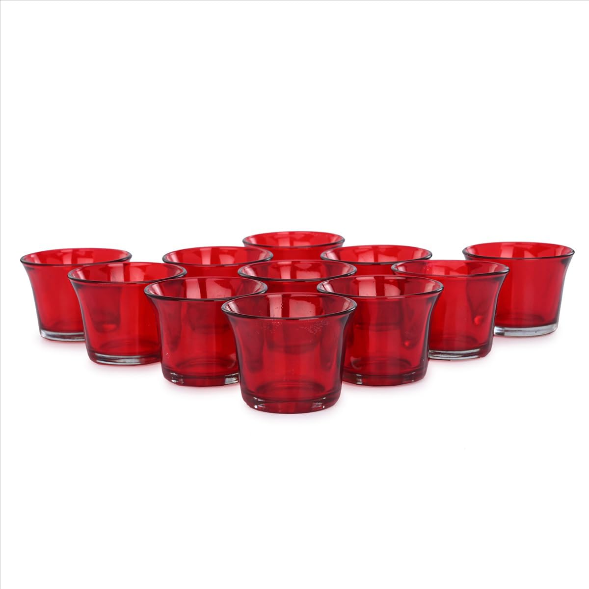 Mahganya Set of 6 Votive Glass Tealight Candle Holders - Christmas Decorations Items for Home Dcor Living Room Bedroom Dining Table (Red) - Christmas and Diwali Gifts Multi Color (Red)