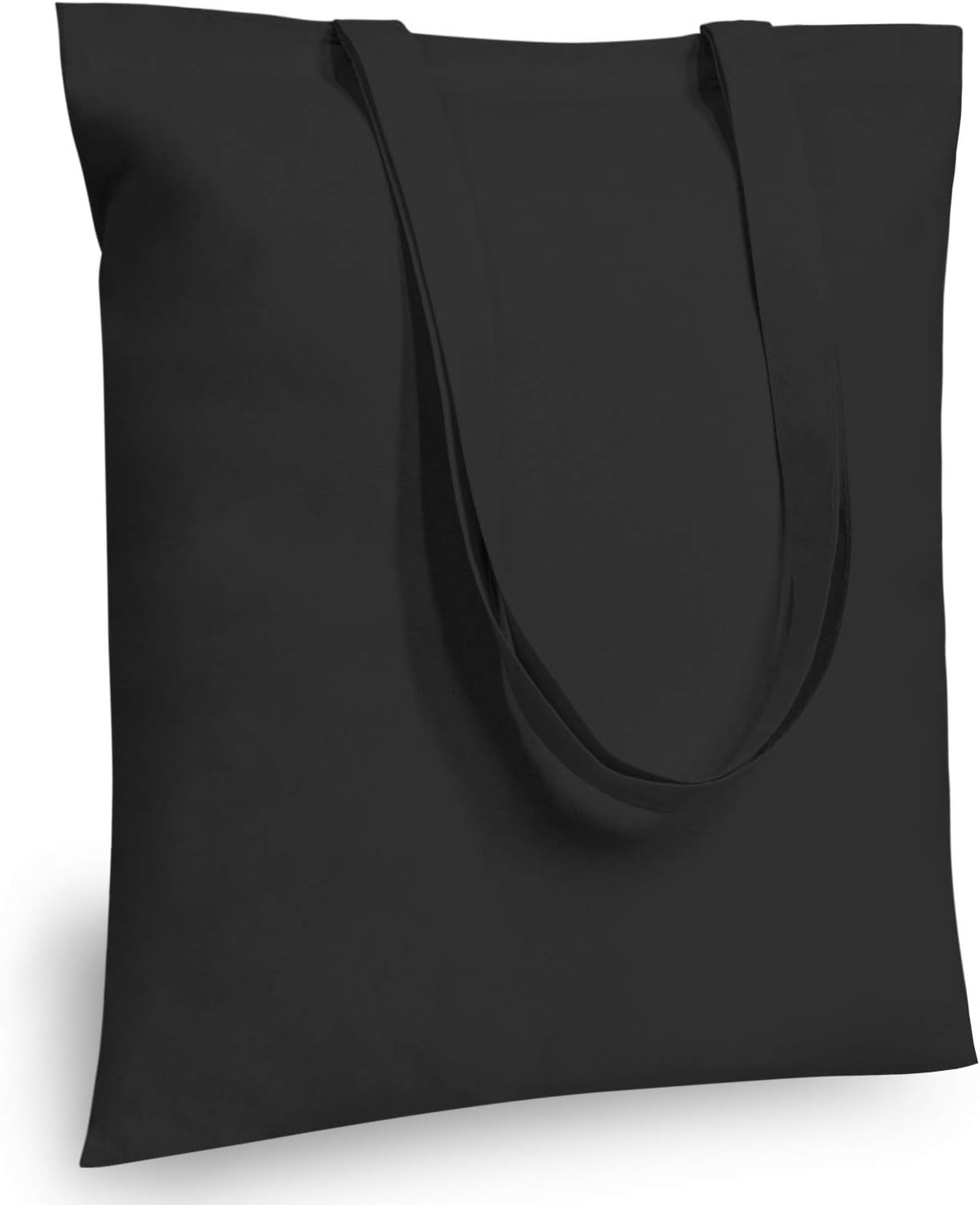 MyOrganicBag Economical Sustainable Cotton Tote Bag, Lightweight Medium Reusable Grocery Shopping Cloth Bags, Suitable for DIY, Advertising, Promotion, Gift, Activity - Black (Pack of 5)