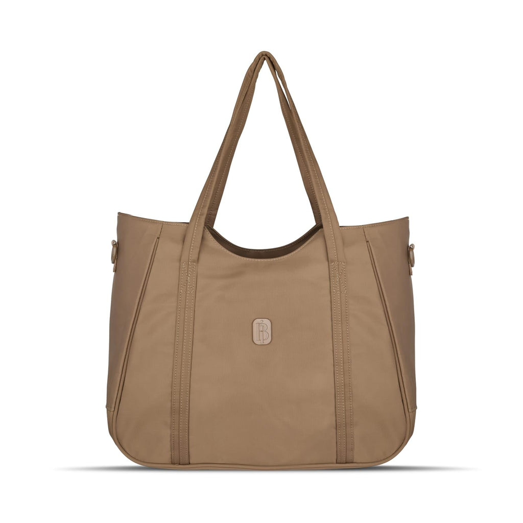 Women’s Tote Bag with Zipper & Adjustable Shoulder Strap – Lightweight Large Handbag for Work, Travel & Daily Use (BROWN)