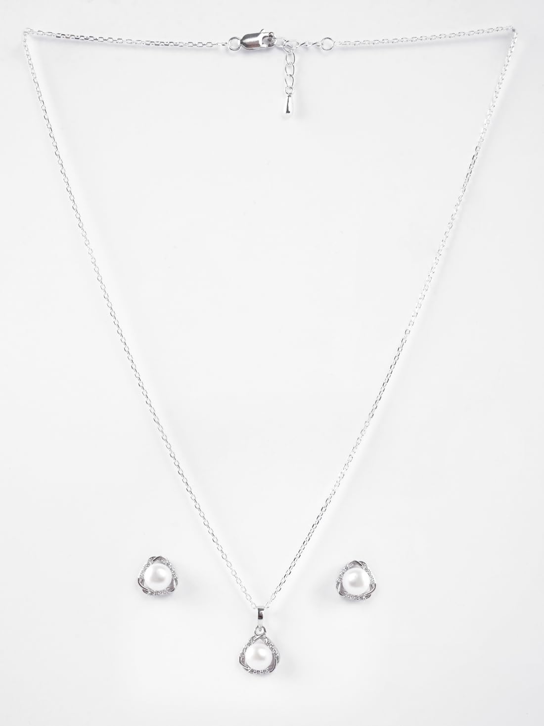 Clara 925 Silver Zuha Freshwater Pearl Pendant Earrings Chain for Women