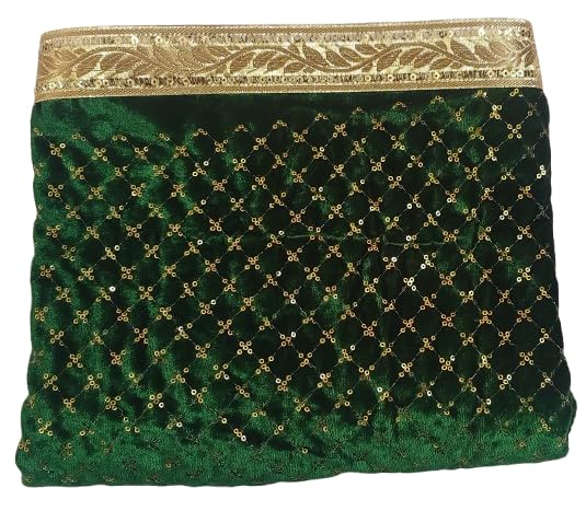Lakshmi Maa Collection Rumala Sahib Double Set Velvet Green with Beautiful Wide Golden gota Set of 4 PEC