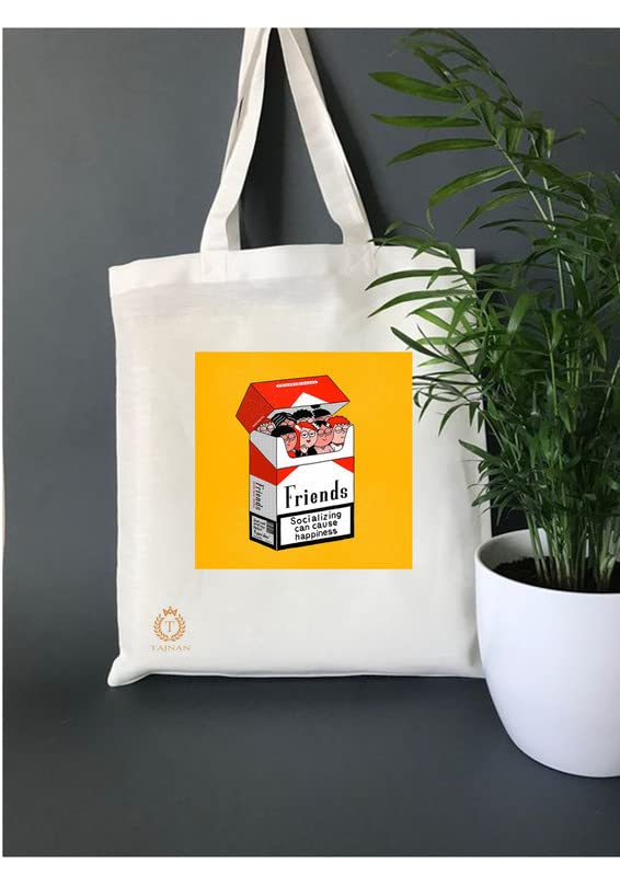 TAJNAN Reusable Tote Bags|100% Organic Cotton Grocery Bag|Eco-Friendly, Multi-Purpose Bag|Sturdy Canvas Bag with 15kgs Capacity | Multiple Stylish Designs,Pack of 1 - Best Gift for Valentines