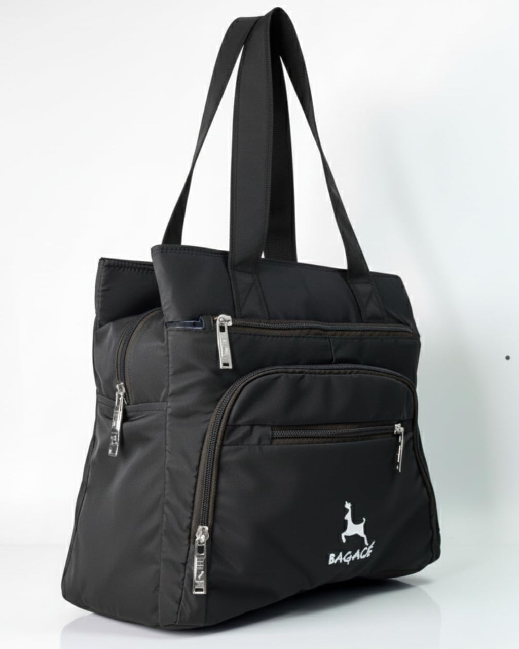 Bag-Age HB50 Tote Bag for Girls & Women | Water-Resistant Office Work Handbag with MultIple Compartments | Work, Travel & Daily Use (Black)
