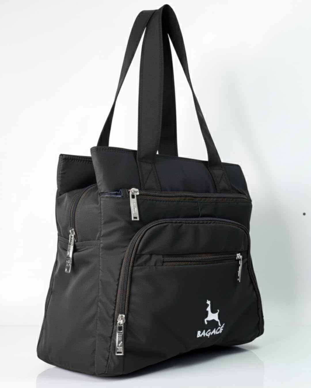 Bag-Age HB50 Tote Bag for Girls & Women | Water-Resistant Office Work Handbag with MultIple Compartments | Work, Travel & Daily Use (Black)