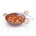 Wonderchef Duralife Die-cast Non-Stick Kadhai with Glass Lid 24cm for Kitchen, Non-Toxic, Chemical & PFOA Free Duramax Coating, Low-Oil Cooking, Gas Stove & Induction Friendly, 2-Yr Warranty, Copper