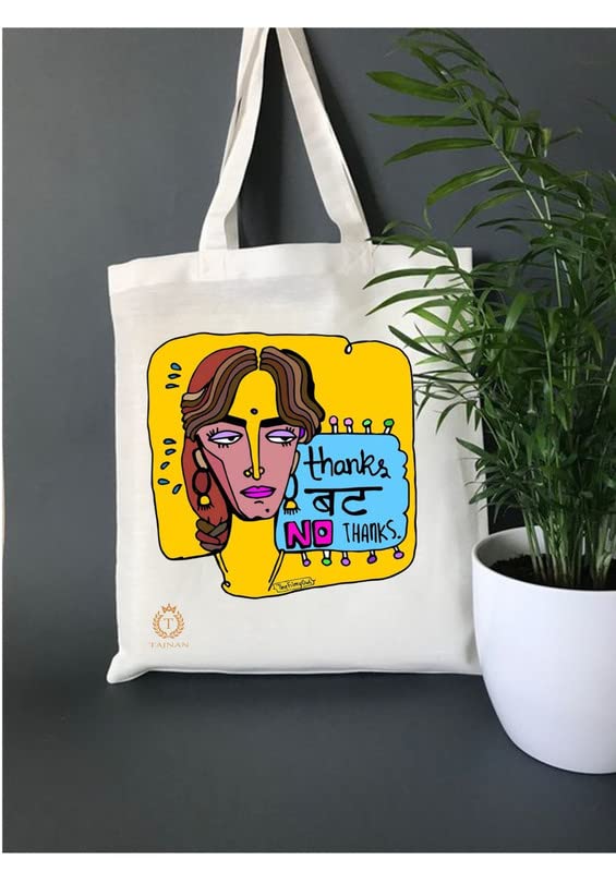 TAJNAN Reusable Tote Bags|100% Organic Cotton Grocery Bags|Eco-Friendly, Multi-Purpose Canvas Bag|Sturdy & Spacious, Pack of 1