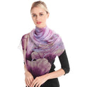 Alexvyan Purple Floral Chiffon Summer Scarves 150 x 50 cm, Light Weightwith Stitched Border, Lightweight Fashion Scarf for Women Sun Protection Stole