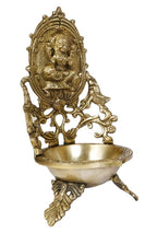 Svarup 11 Inch Gold Color Brass Laxmi Diya Oil Lamp: Ideal for Temple Aarti, Deepak Pooja, and Jyot Lighting